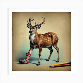 Deer Drawing 1 Art Print