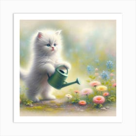 Watering Kitten 1 Art Print