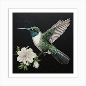 Ohara Koson Inspired Bird Painting Hummingbird 2 Square Art Print