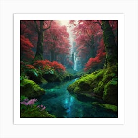 Waterfall In The Forest 1 Art Print