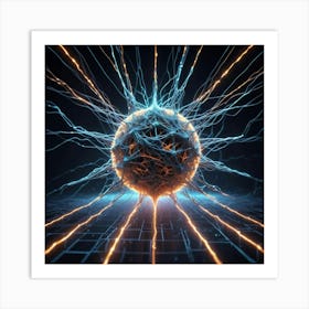 3d Rendering Of A Sphere Of Electricity 1 Art Print