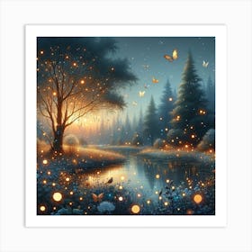 Fireflies In The Forest Art Print