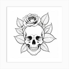 Skull And Roses Art Print