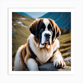 St Bernard Dog 46 Art Print