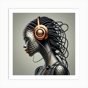 Woman With Headphones 59 Art Print