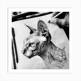 Sphynx Cat Art Print