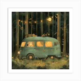 Vw Bus In The Forest Art Print