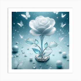 White Rose With Butterflies 8 Poster