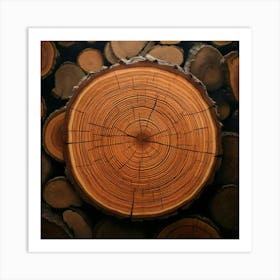 Firefly Log, Forest, Wood, Firewood, Cut, Pile, Cut Off, Tree, Ring, Ingredient, Timbering, Brown, L (2) Art Print