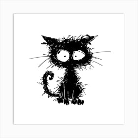 Whimsical Black Cat  Art Print