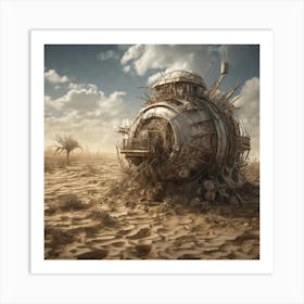 Spaceship In The Desert 3 Art Print