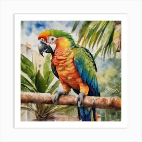 Parrot On A Branch Art Print