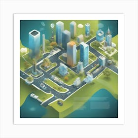 Isometric Cityscape Art Print