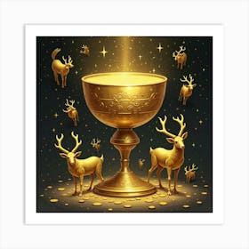 Golden Chalice Surrounded By Floating Runes 1 Art Print