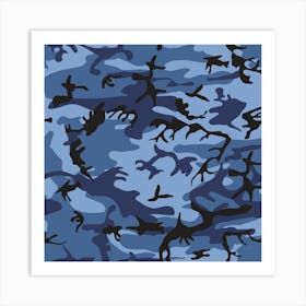 Navy Blue Camouflage, Military, Army Art Print