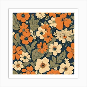 70s Retro Flower Print Art Print