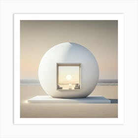 White Sphere On The Beach Art Print