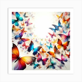 Colorful Butterflies Background Art Print