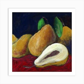 Pears - painting still life food kitchen square Anton Maliar Art Print