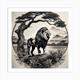 Lion In The Forest 42 Art Print