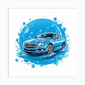 Logo Vector Car Wash Clean Soap Bubbles Water Splash Detailing Automotive Foam Service (1) Art Print