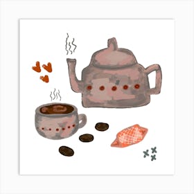 Teapot And Coffee Art Print