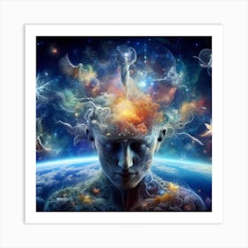 Man With A Head Full Of Stars Art Print