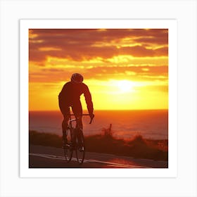 Sunset Cyclist Art Print