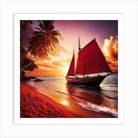 Sailboat At Sunset 29 Art Print