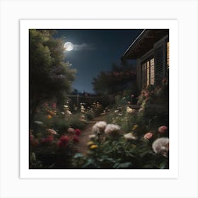 Moonlight Garden 2 Art Print