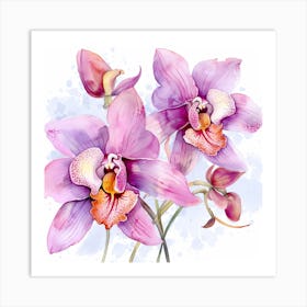 Watercolor Orchids 1 Art Print