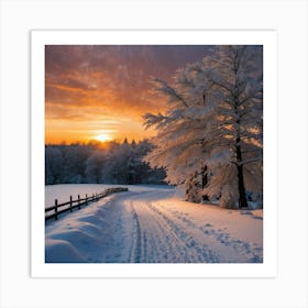 Sunset In Winter 1 Art Print