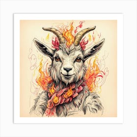 Goat In Flames 3 Art Print