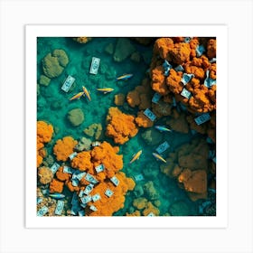 Money Floating In The Sea Art Print