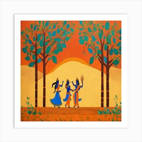 Krishna Dance Art Print