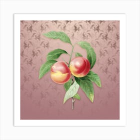 Vintage Peach Botanical on Dusty Pink Pattern Art Print