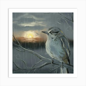 Bird In The Rain Art Print