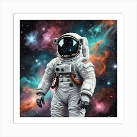 Cosmic Explorer Portrait Of An Astronaut Among The Stars (1) Art Print