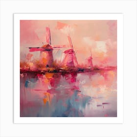 A square abstract painting of a windmill 3 Art Print