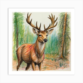 Deer In The Woods 112 Art Print