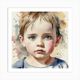 Watercolor Portrait Of A Child Art Print