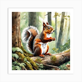 Squirrel In The Woods 25 Art Print