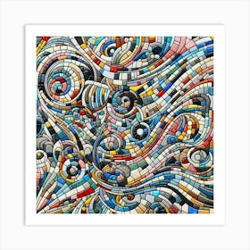 Colorful Mosaic Using Broken Ceramic Tiles Art Print