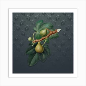 Vintage Fig Botanical on Slate Gray Pattern n.2055 Art Print