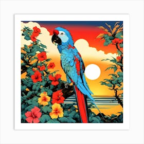 Parrot At Sunset Art Print