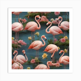 Pink Flamingos Art Print