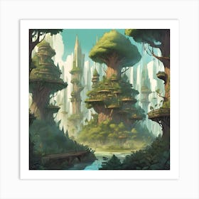 A Magical Forest City From The Future Art Print