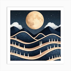 Moon Over The Mountains Art Print