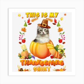 This Is My Thanksgiving Shirt American Curl Cat Blessed Art Print