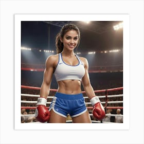 Boxing Girl In Boxing Ring 3 Art Print